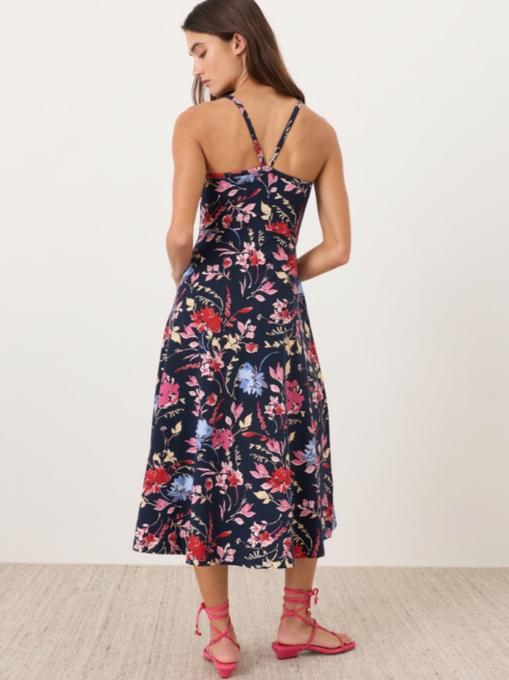 Pact Black Floral Midi Dress with Red, Blue & Yellow Flowers - Picture 3 of 4